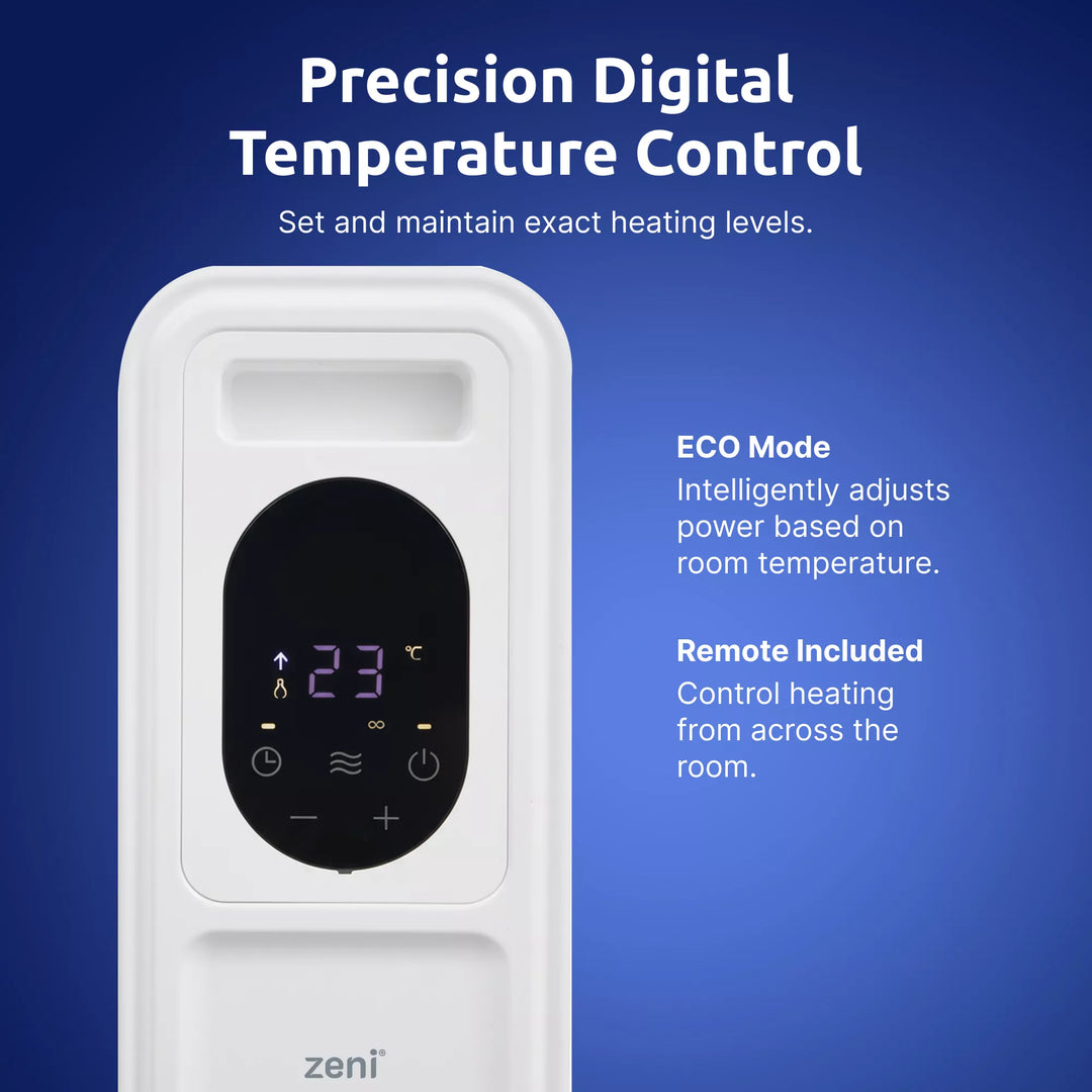 ZO/102 — Zeni HeatCore™ Digital Oil Radiator with Remote + ECO Mode