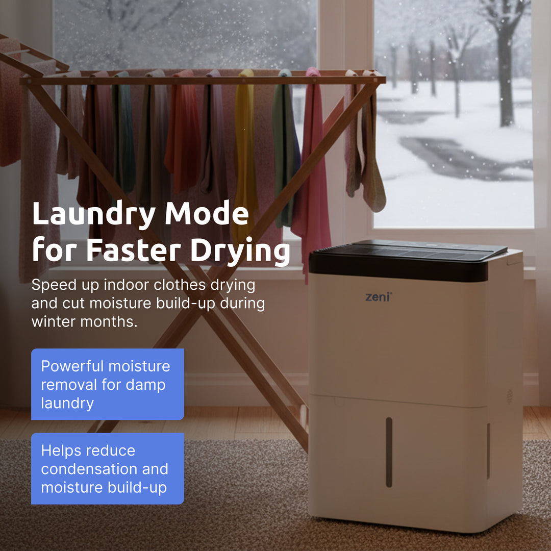 ZD/112 — Zeni DryPure™ 12L Compact Dehumidifier with UV-C Technology (Small Rooms)