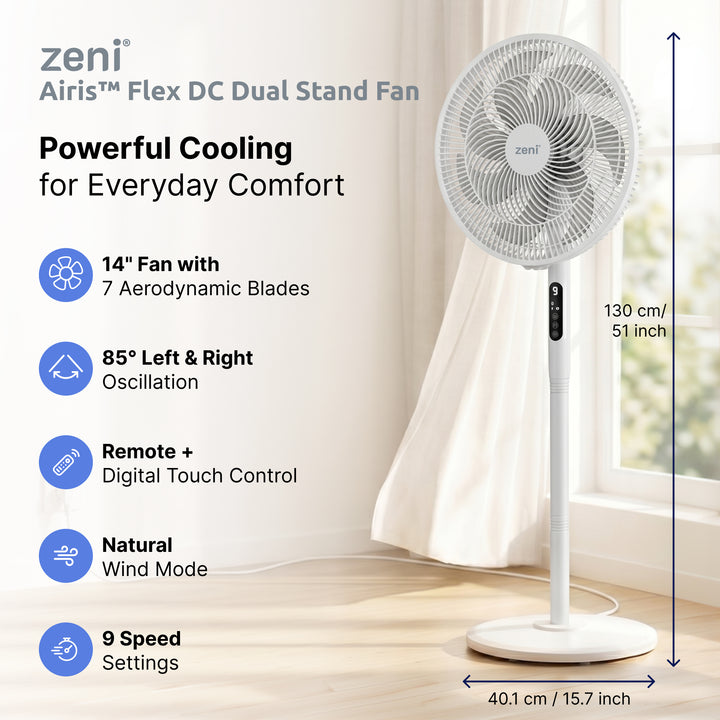 ZF/402 - Zeni Airis™ Flex DC Dual Stand Fan